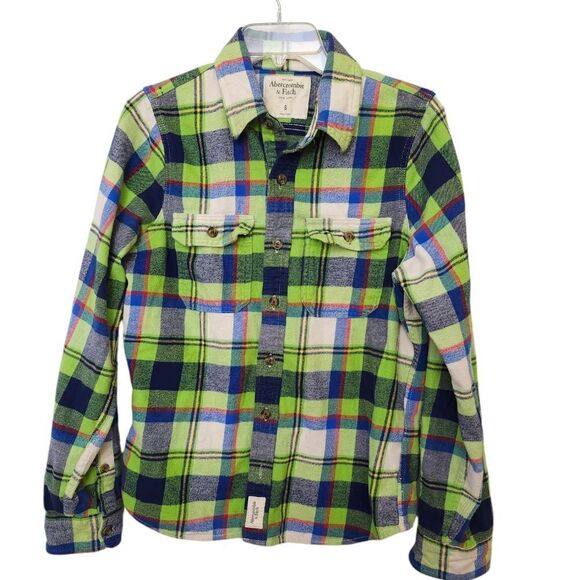 Abercrombie and Fitch green plaid flannel button down shirt Small - Picture 8 of 8